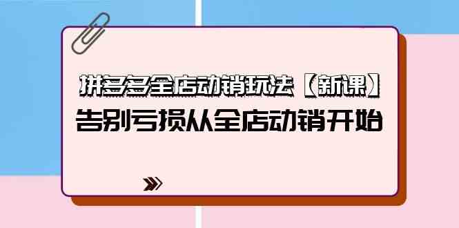 解密拼多多全店动销玩法：告别亏损，从全店动销开始！-臭虾米项目网