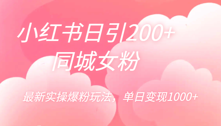 精通小红书：200 同城女粉引爆爆粉秘籍，单日变现1000 实操教程-臭虾米项目网