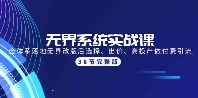 无界系统实战课：如何精准选择、优化出价，实现高效付费引流！-臭虾米项目网