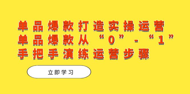 从零到一:单品爆款实战运营指南-臭虾米项目网