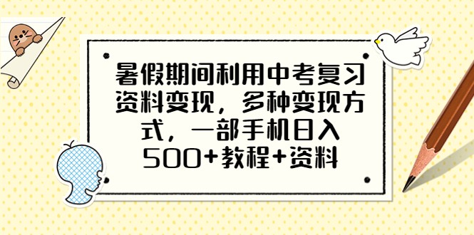 利用中考复习资料变现：多种方式助你轻松日增500 ，一部手机操作教程-臭虾米项目网