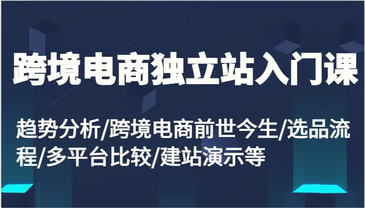 跨境电商独立站入门课：趋势分析/跨境电商前世今生/选品流程/多平台比较/建站演示等-臭虾米项目网