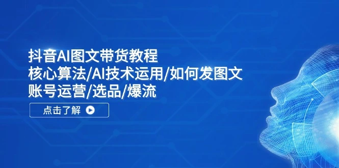 抖音AI图文带货教程：核心算法/AI技术运用/如何发图文/账号运营/选品/爆流-臭虾米项目网