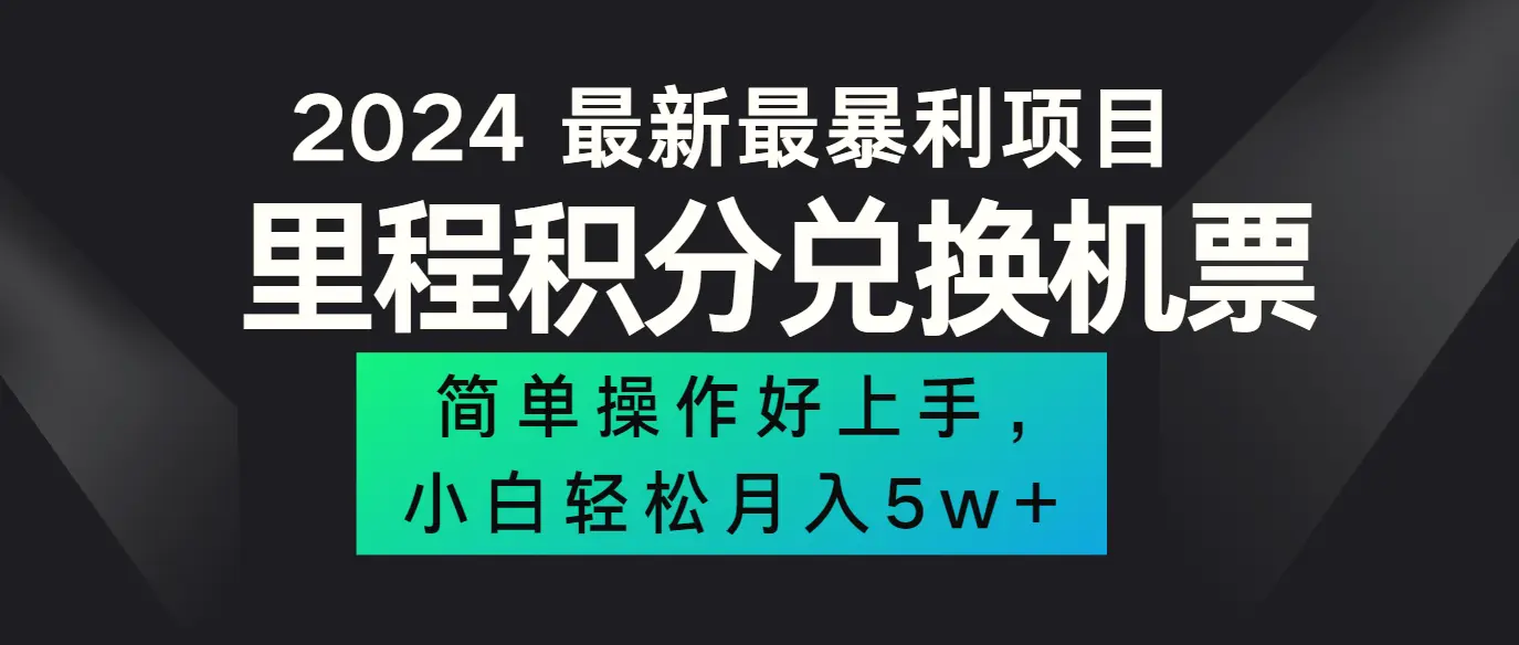 2024最新里程积分兑换机票，手机操作小白轻松月入*万-臭虾米项目网