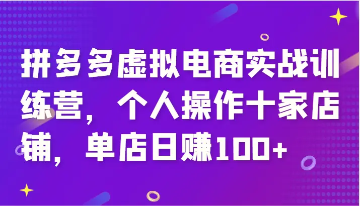 拼多多虚拟电商实战训练营，个人操作十家店铺，单店日赚100-臭虾米项目网