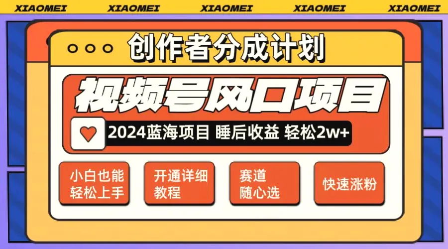 微信视频号大风口项目轻松月入2w 多赛道选择，可矩阵，玩法简单轻松上手-臭虾米项目网