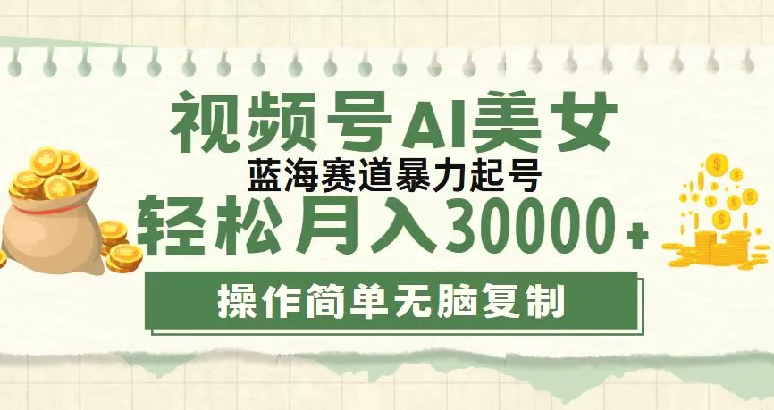 视频号AI美女跳舞，轻松月入30000 ，蓝海赛道，流量池巨大，起号猛，无…-臭虾米项目网