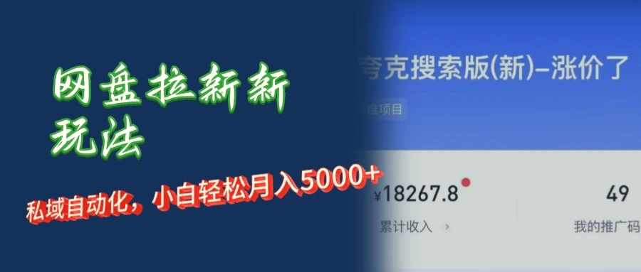 网盘拉新 私域运营，小白轻松月入5000 ！-臭虾米项目网