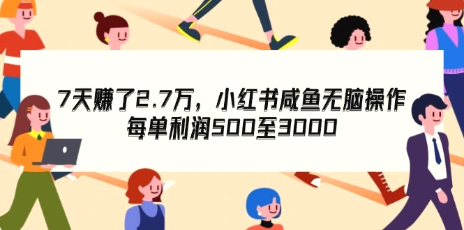 7天收了2.7万，小红书咸鱼无脑操作，每单利润500至3000-臭虾米项目网