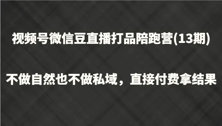 视频号微信豆直播打品陪跑(13期)，不做不自然流不做私域，直接付费拿结果-臭虾米项目网