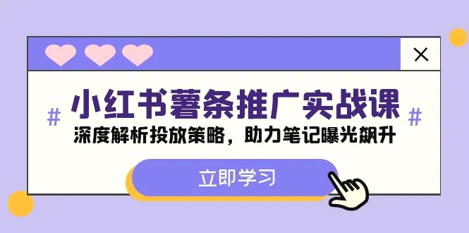 小红书薯条推广实战课：深度解析投放策略，助力笔记曝光飙升-臭虾米项目网