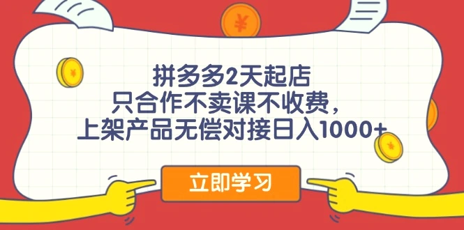 拼多多0成本开店，只合作不卖课不收费，0成本尝试，日赚千元-臭虾米项目网