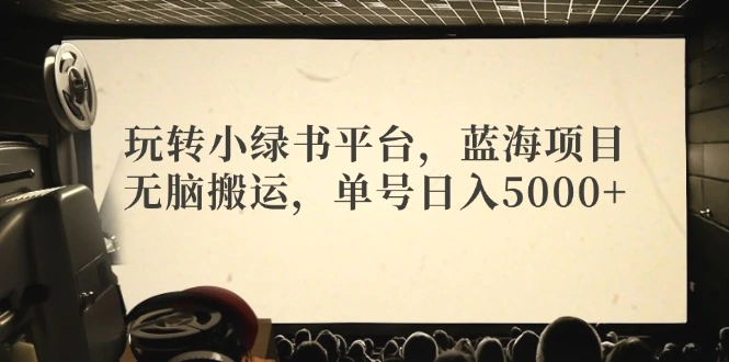 玩转小绿书平台，蓝海项目，无脑搬运，单号日入5000-臭虾米项目网