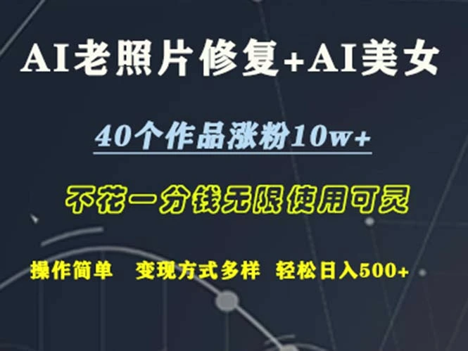 AI老照片修复 AI美女玩发40个作品涨粉10w 不花一分钱使用可灵操…-臭虾米项目网