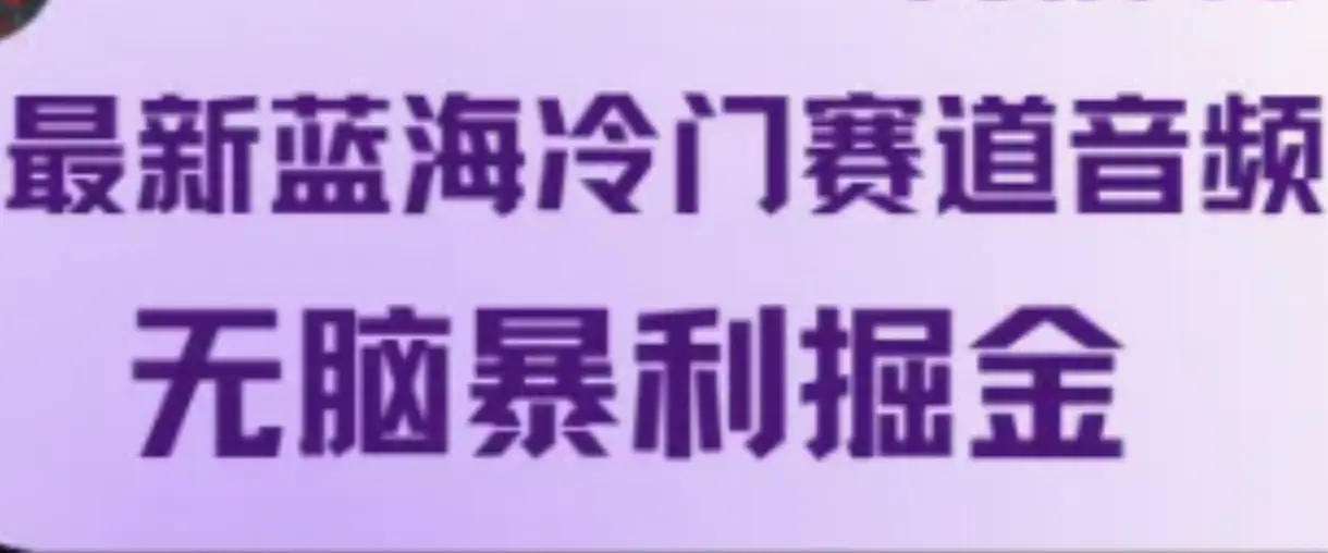 最新蓝海冷门赛道音频，无脑暴利掘金-臭虾米项目网