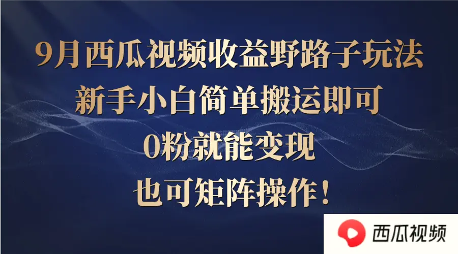 西瓜视频收益野路子玩法，新手小白简单搬运即可，0粉就能变现，也可矩…-臭虾米项目网