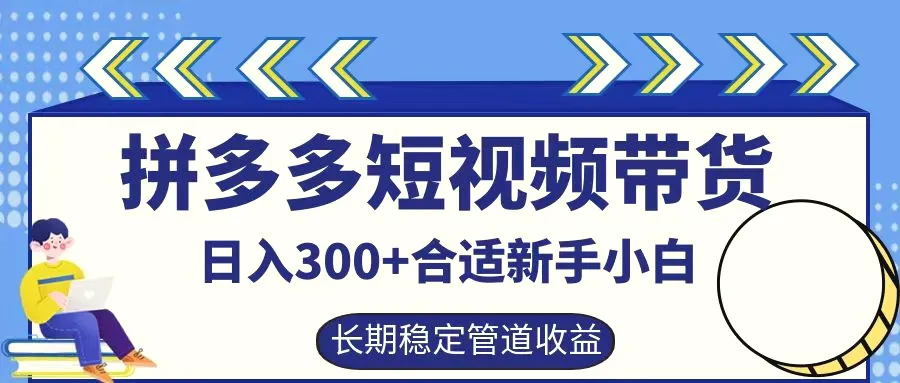 拼多多短视频带货日入300 ，实操账户展示看就能学会-臭虾米项目网