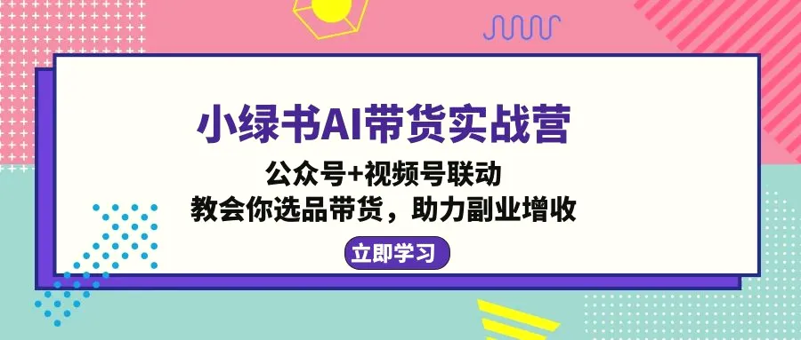 小绿书AI带货实战营：公众号 视频号联动，教会你选品带货，助力副业增收-臭虾米项目网