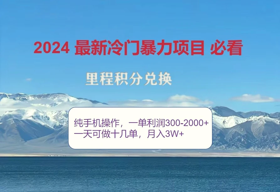 2024惊爆冷门暴利，里程积分最新玩法，高爆发期，一单300 —2000-臭虾米项目网