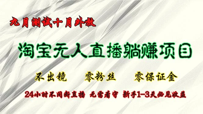 淘宝无人直播最新玩法，九月测试十月外放，不出镜零粉丝零保证金，24小…-臭虾米项目网