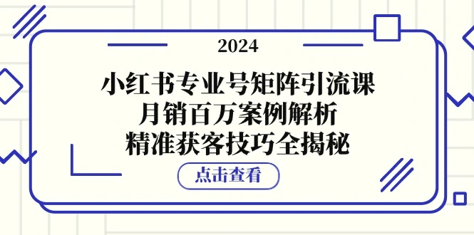 小红书专业号矩阵引流课，月销百万案例解析，精准获客技巧全揭秘-臭虾米项目网