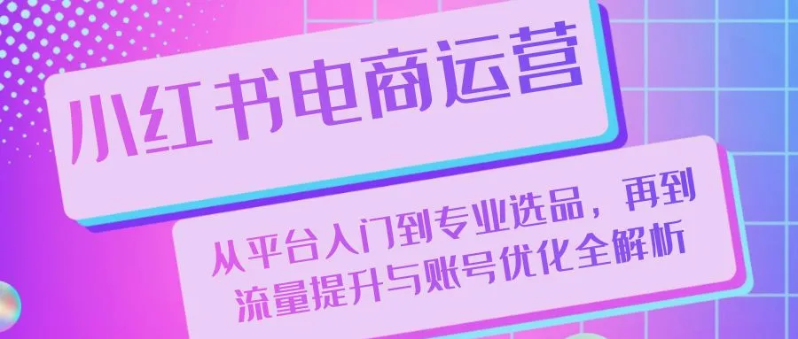 小红书电商运营：从平台入门到专业选品，再到流量提升与账号优化全解析-臭虾米项目网