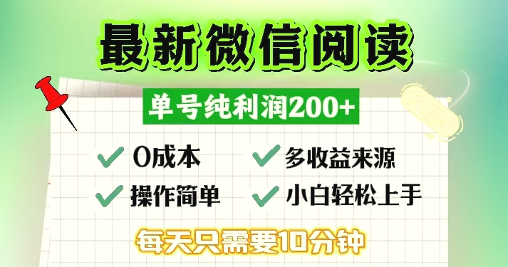 微信阅读最新玩法，每天十分钟，单号一天200 ，简单0零成本，当日提现-臭虾米项目网