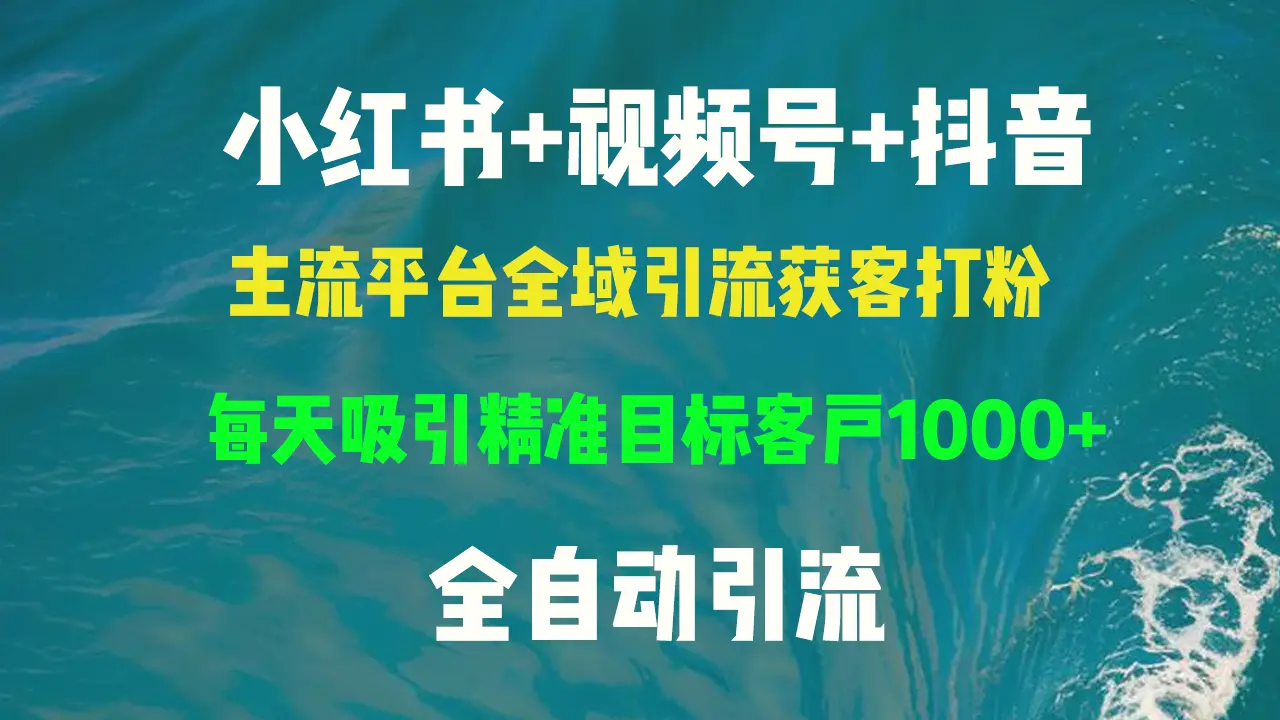 小红书，视频号，抖音主流平台全域引流获客打粉，每天吸引精准目标客户…-臭虾米项目网