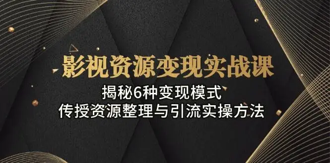 影视资源变现实战课：揭秘6种变现模式，传授资源整理与引流实操方法-臭虾米项目网