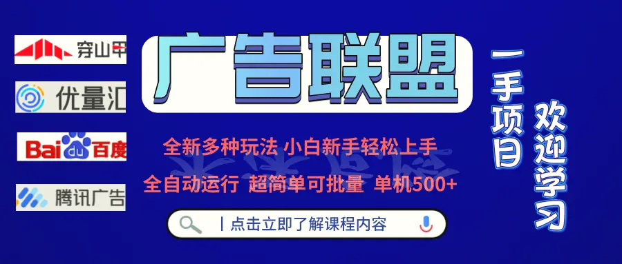 广告联盟全新多种玩法单机500 全自动运行可批量运行-臭虾米项目网