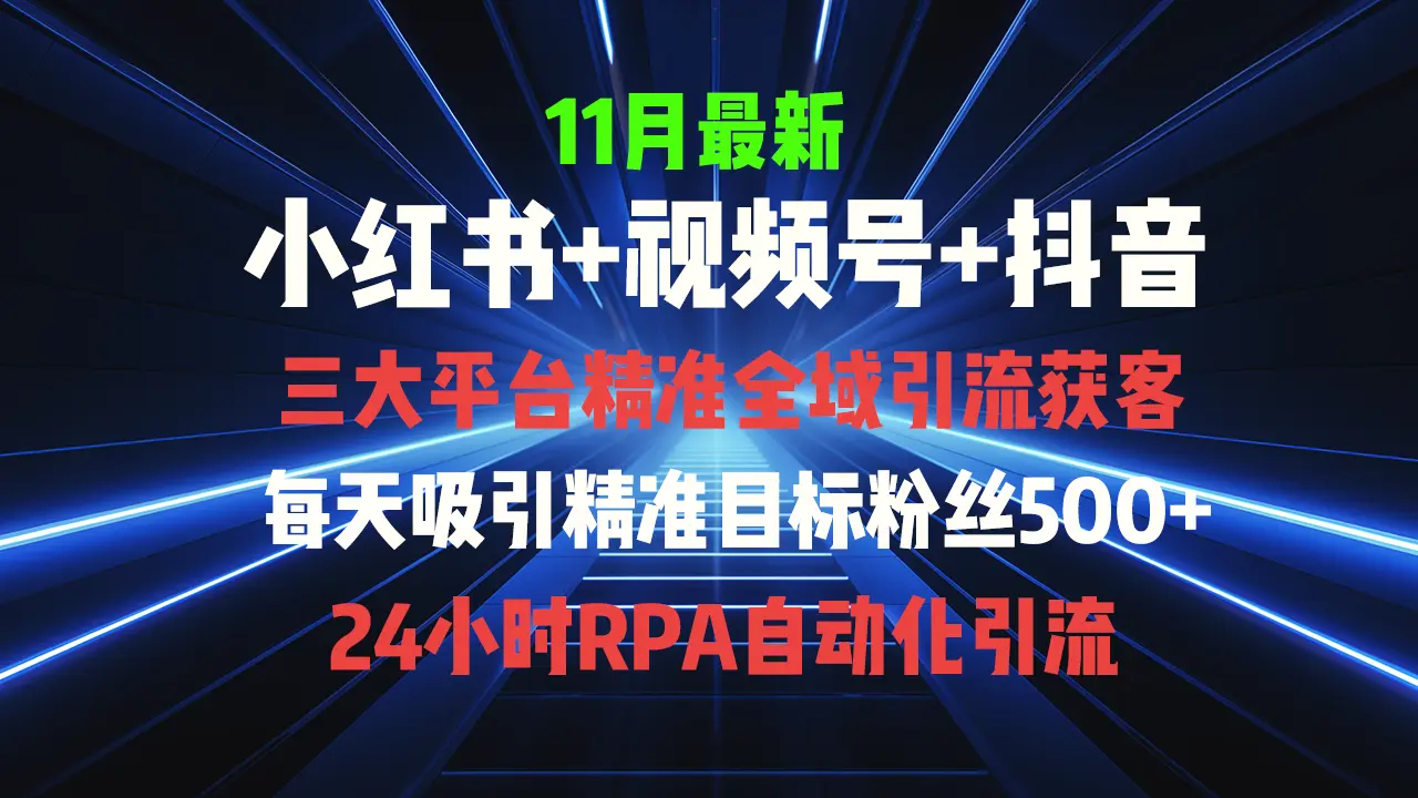 全域多平台引流私域打法，小红书，视频号，抖音全自动获客，截流自…-臭虾米项目网