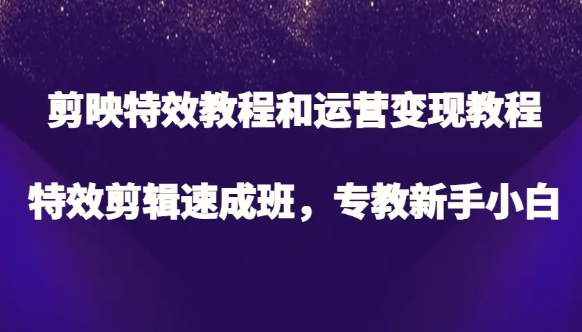 剪映特效教程和运营变现教程，特效剪辑速成班，专教新手小白-臭虾米项目网