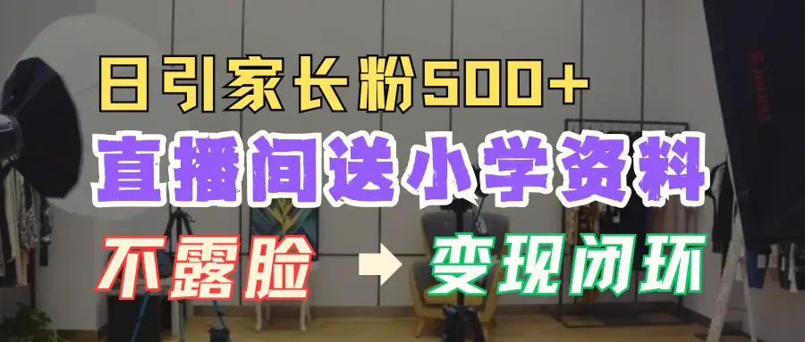 直播间送小学资料，每天引流家长粉500 ，变现闭环模式-臭虾米项目网