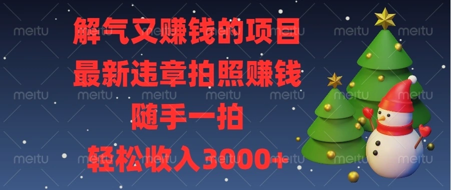 解气又赚钱的项目，最新违章拍照赚钱，随手一拍，轻松收入3000-臭虾米项目网