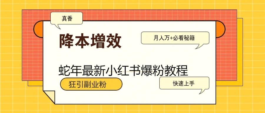 蛇年最新小红书爆粉教程，狂引副业粉，月入万 必看